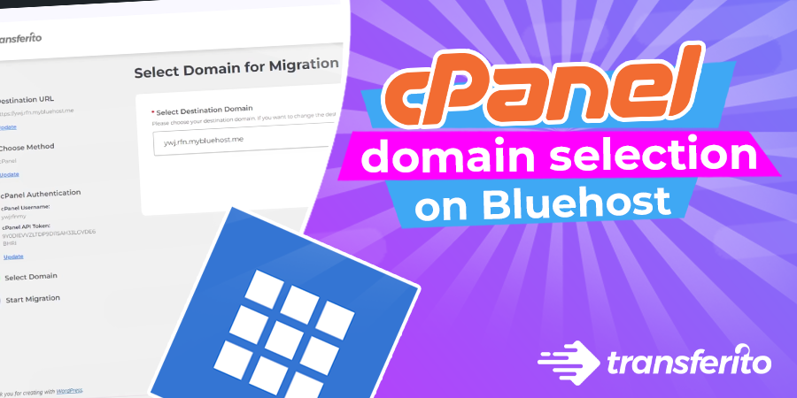 Selecting the Correct cPanel Domain on Bluehost in the Transferito Plugin